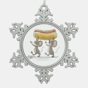 Mic & Mac Bringing In The Cheese Pewter Snowflake Christmas Ornament