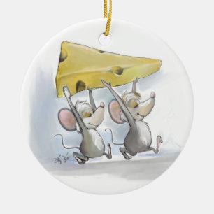 Mic & Mac Bringing In The Cheese Round Ornament