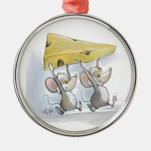 Mic & Mac Bringing In The Cheese Round Ornament (Front)