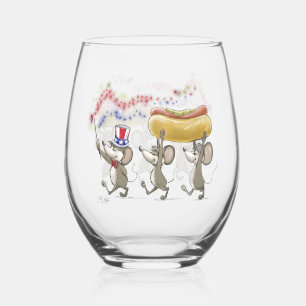 Mic, Mac & Moe's Happy 4th of July Stemless Wine Glass