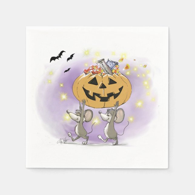 Mic & Mac's Happy Halloween Pumpkin Treats Napkin (Front)