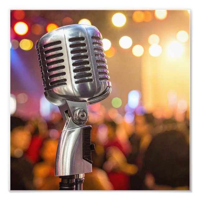 mic on stage photo print (Front)