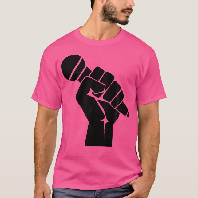 Mic Raise - Old School Hip Hop Microphone Graphic T-Shirt (Front)