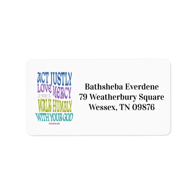 Micah 6:8 Colorful Scripture Address Labels (Front)