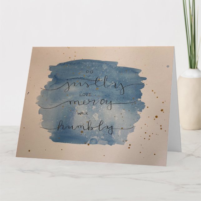 Micah 6:8 Watercolor Card - Blank Inside (Front)