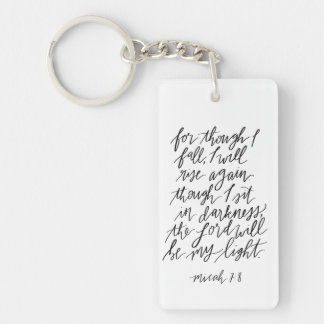 Micah 7:8 Handlettered Bible Verse Canvas Bag Key Ring