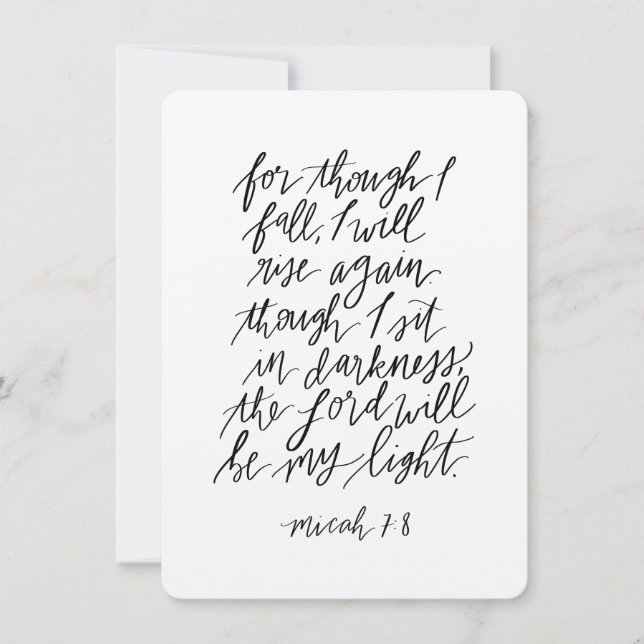 Micah 7:8 Handlettered Bible Verse  Thank You Card (Front)