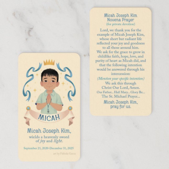 Micah J. Kim Novena Card (Creator Uploaded)