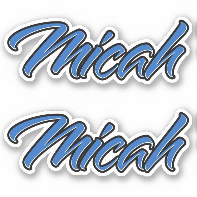 Micah name blue sticker embroiderset (Front)