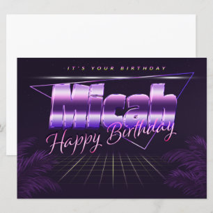Micah Name Vorname lila retro Karte Geburtstag Card
