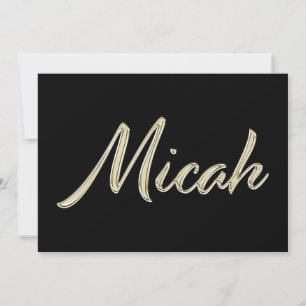 Micah Name white gold Handwriting Card