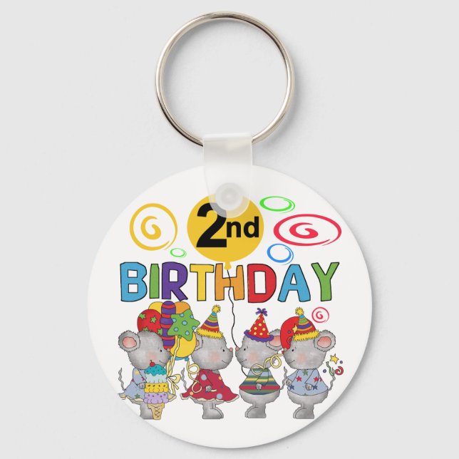 Mice 2nd Birthday T-shirts and Gifts Key Ring (Front)