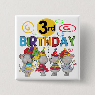 Mice 3rd Birthday T-shirts and Gifts 15 Cm Square Badge
