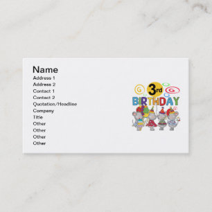 Mice 3rd Birthday T-shirts and Gifts Business Card