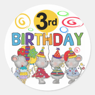Mice 3rd Birthday T-shirts and Gifts Classic Round Sticker