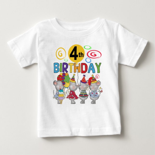 Mice 4th Birthday T-shirts and Gifts (Front)