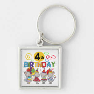 Mice 4th Birthday T-shirts and Gifts Key Ring