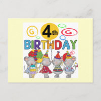 Mice 4th Birthday T-shirts and Gifts