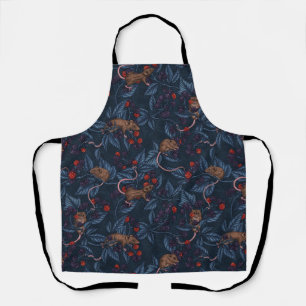 Mice and blackberries on navy apron