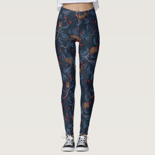 Mice and blackberries on navy leggings