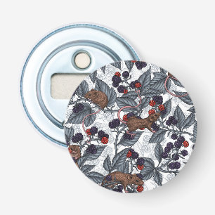 Mice and blackberries on white bottle opener