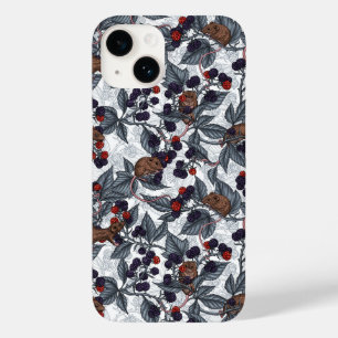 Mice and blackberries on white Case-Mate iPhone 14 case