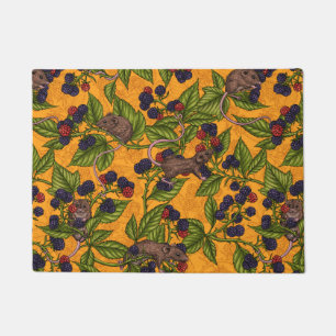 Mice and blackberries on yellow doormat