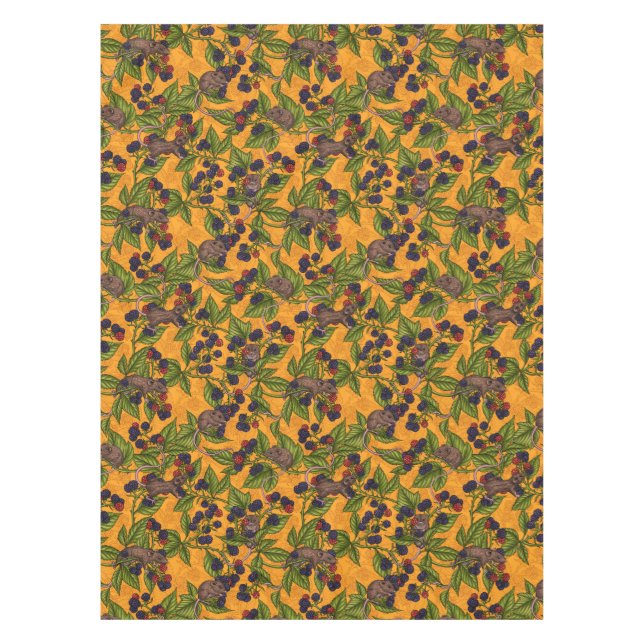 Mice and blackberries on yellow tablecloth (Front)