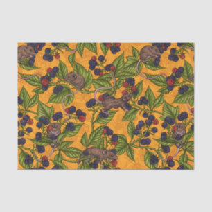Mice and blackberries on yellow tissue paper