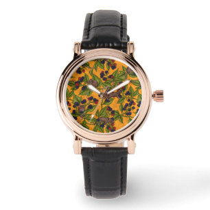 Mice and blackberries on yellow watch