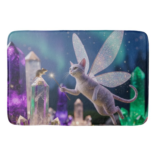 Mice and Cat Fairy Crystal Garden Bath Mat (Front)