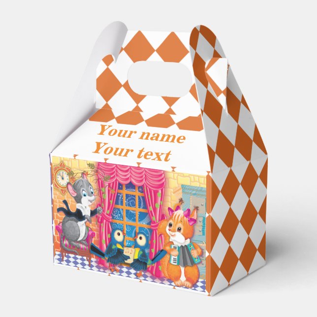 Mice and squirrels play a concert favour box (Front Side)