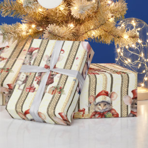 Mice and Stripes Gifts Christmas Wrapping Paper