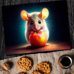 Mice animal apple bright nature beautiful funny  postcard<br><div class="desc">Beautiful little grey mouse with a big red apple,  very bright colours and photorealistic design. (PLEASE! - See also other new collections for more choices)</div>
