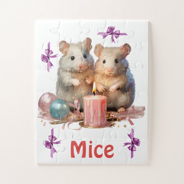Mice Christmas Puzzle for Kids, 5 yr old and up (Vertical)