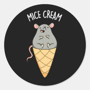 Mice Cream Funny Ice Cream Pun Dark BG Classic Round Sticker