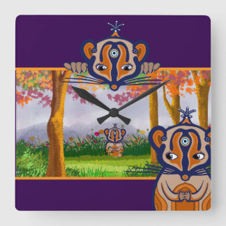 Mice creatures in the field Fleece Blanket Square Wall Clock