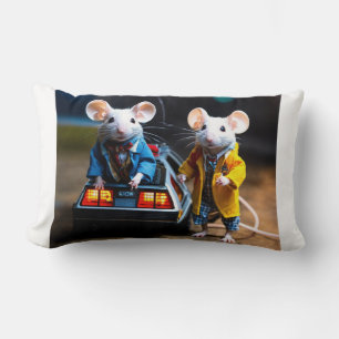mice dressed as Back to the future movie. Lumbar Cushion