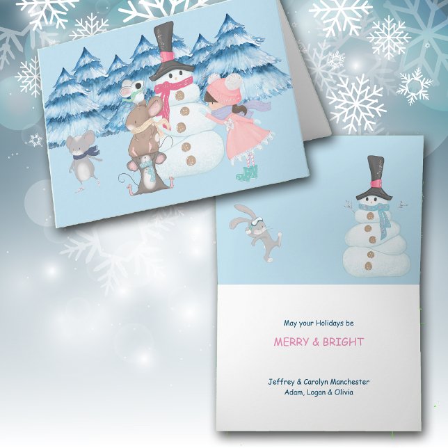 Mice Help Build Snowman Cute Christmas Card (A card that is fun
for kids of all ages!)