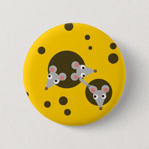 Mice in cheese 6 cm round badge