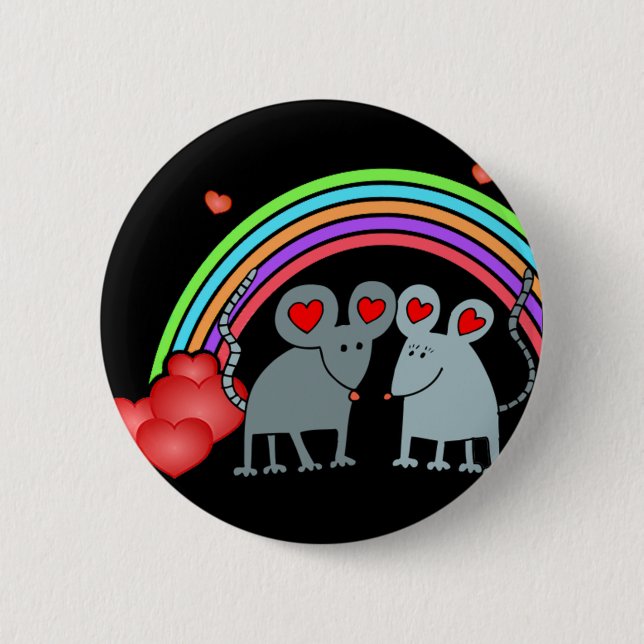 Mice in Love Valentines 6 Cm Round Badge (Front)