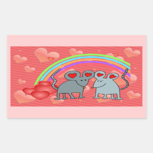 Mice in Love Valentines Rectangular Sticker