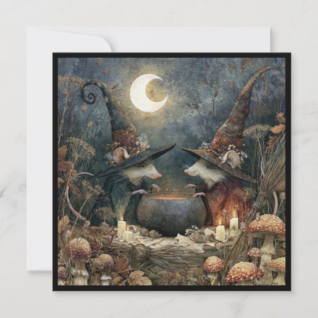 Mice in Witch's Hats Halloween Party Invitation (Front)