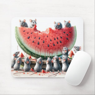Mice On a Juicy Watermelon Wedge Mouse Pad