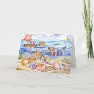 Mice on the Beach Summer Card