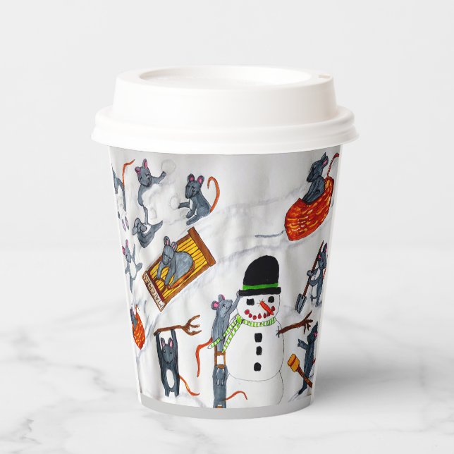 MICE PLAYING IN THE SNOW PAPER CUPS (Front)