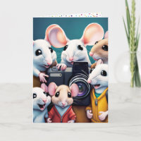 Mice Posing With A Camera For Birthday