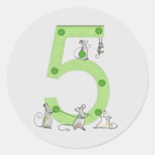 Mice sew five classic round sticker