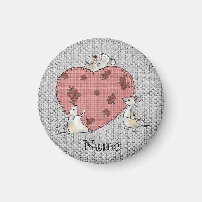 Mice sew hearts magnet (Front)