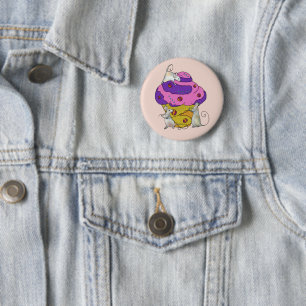 Mice sew muffin 6 cm round badge
